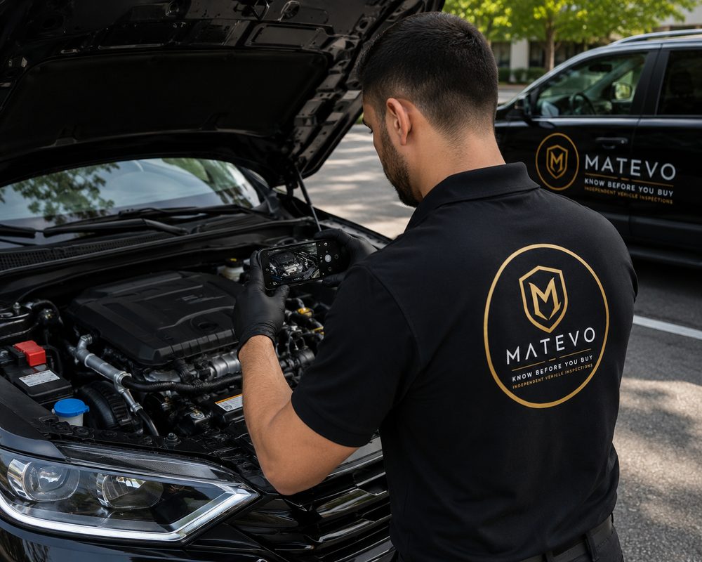 Matevo inspector photographing an engine bay