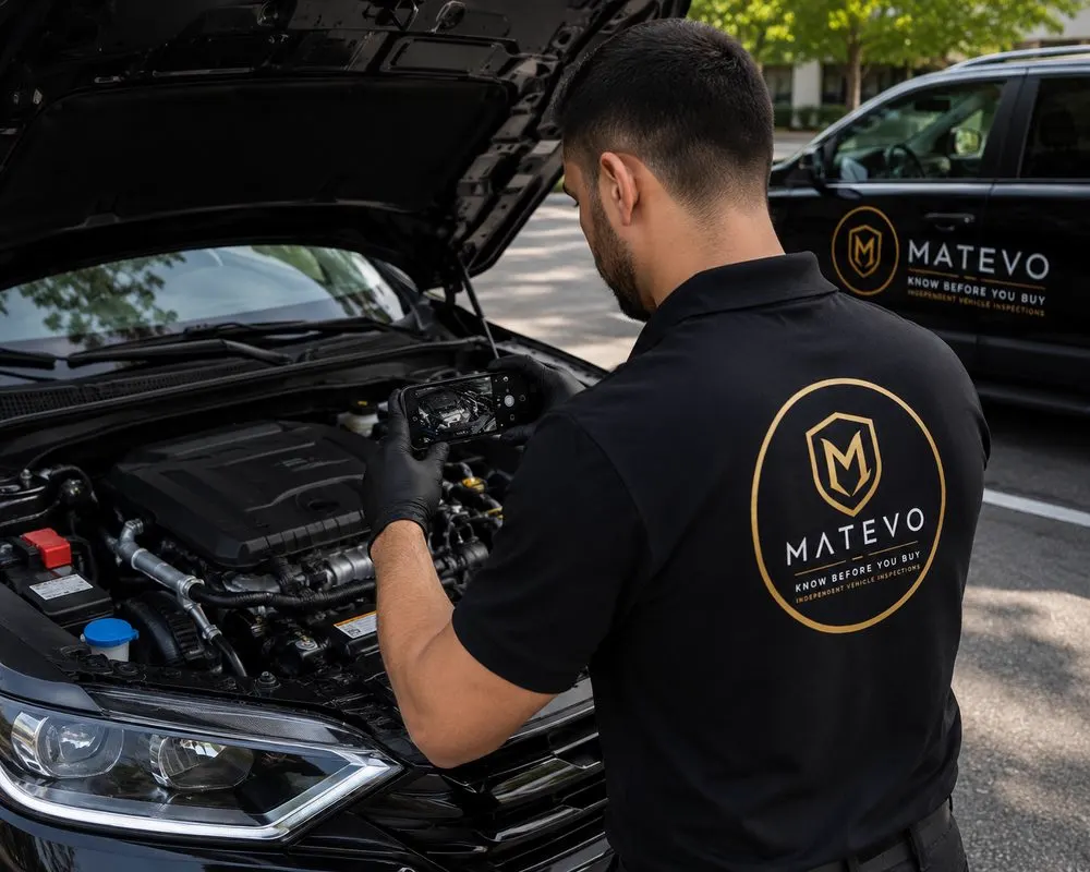 Mobile pre-purchase inspection in Northern Virginia – inspector checking an engine bay